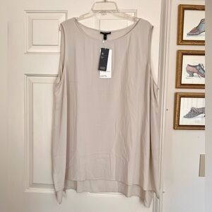 Eileen Fisher Sleeveless Pale Taupe 3X Silk Top